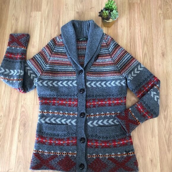 WOOLRICH Cumberland 9679 Charcoal 100% Lambswool Cardigan - Picture 5 of 10